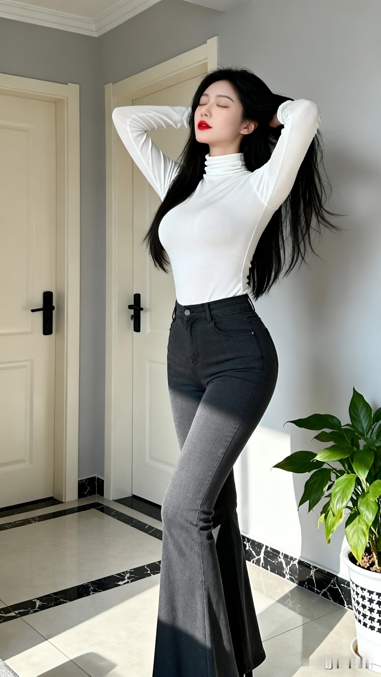 早上翻衣柜时，目光扫过那件压在底层的白色高领长袖——软fufu的棉质，贴肤穿像裹