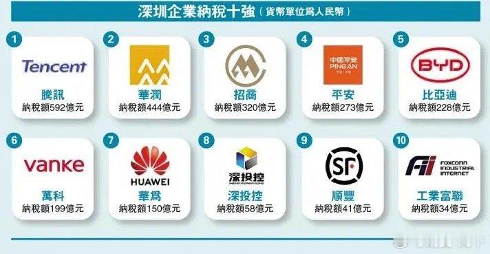2024年深圳纳税十强企业依次为：腾讯（纳税592亿元）、华润（纳税444亿元）