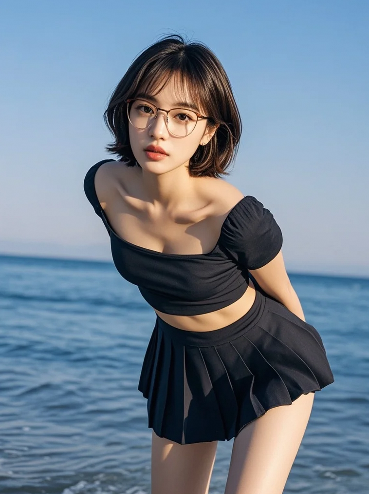 潮海时尚引力波，镜头里美女吸引海边的时尚目光聚焦