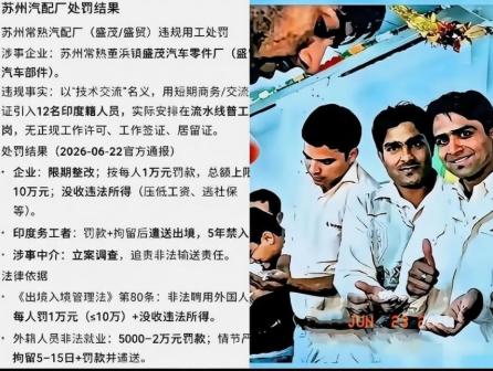 苏州台企非法雇佣外籍工人的事情已经全部处理完毕了。除了10万元罚款之外，整个处罚