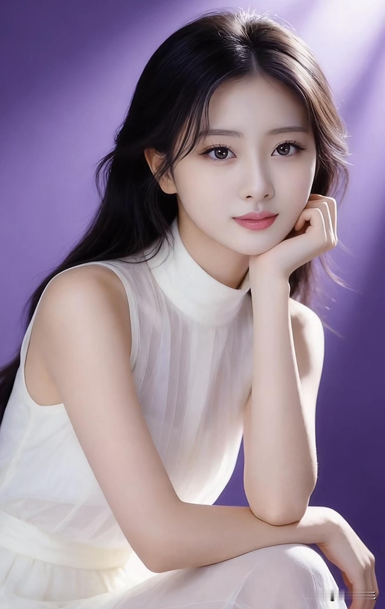 温柔优雅的少女，紫色背景下的梦幻美照紫色花海氛围照紫色花海少女紫色梦幻少女