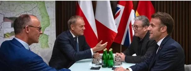 德国、法国、英国和波兰又要对乌克兰进行拱火！德国总理默茨、英国首相斯塔默、法国