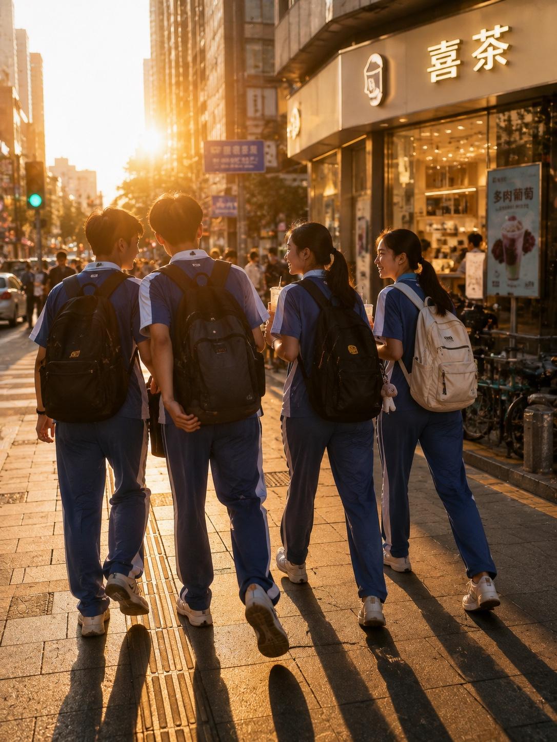 深圳一套校服才几十块钱？我站在一家奶茶店门口，看着三四个穿深圳校服的中学生有