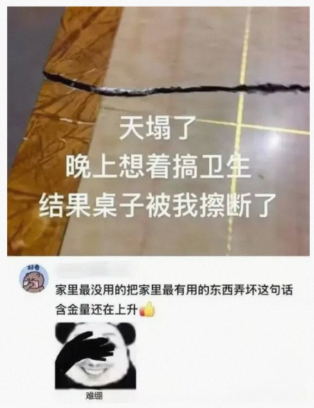 桌子被我擦断了