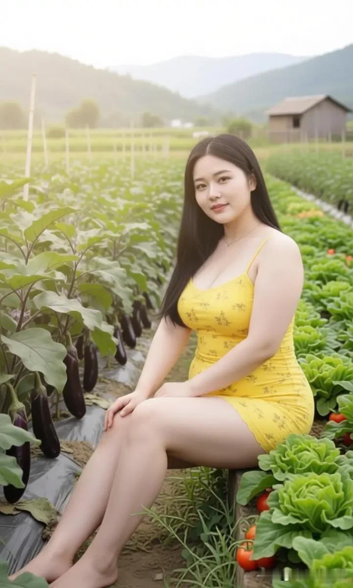 田园风光中，甜美女孩似灵动精灵。如穿绿色卫衣的短发女孩，立于金黄稻田，与自然完美