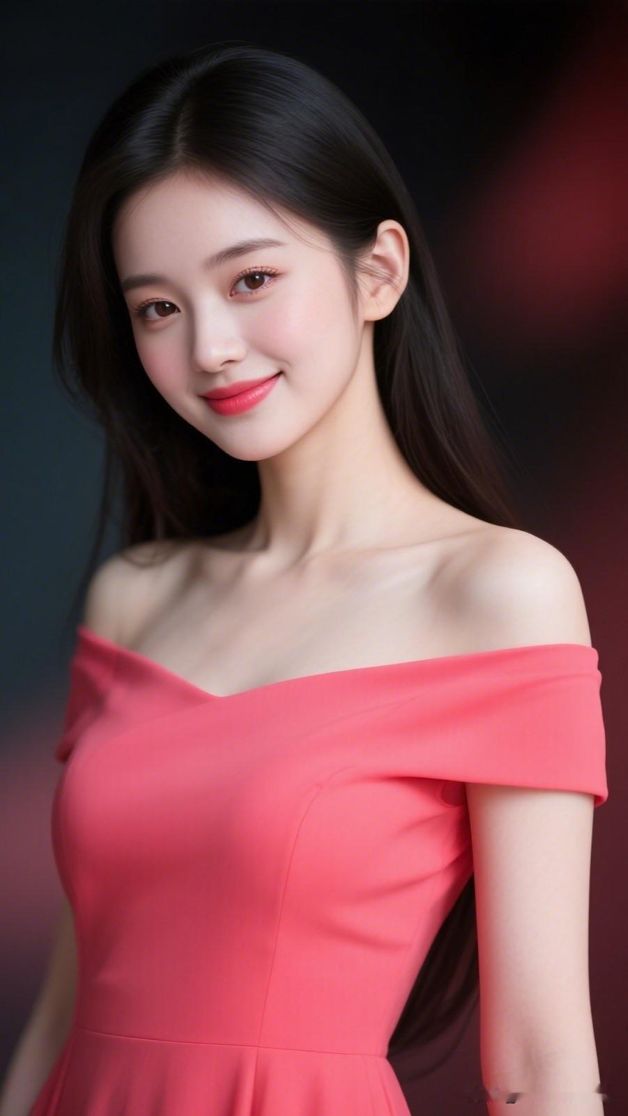 甜美少女心爆棚，粉色连衣裙搭配红唇，温柔动人！💕寻找镜头的美