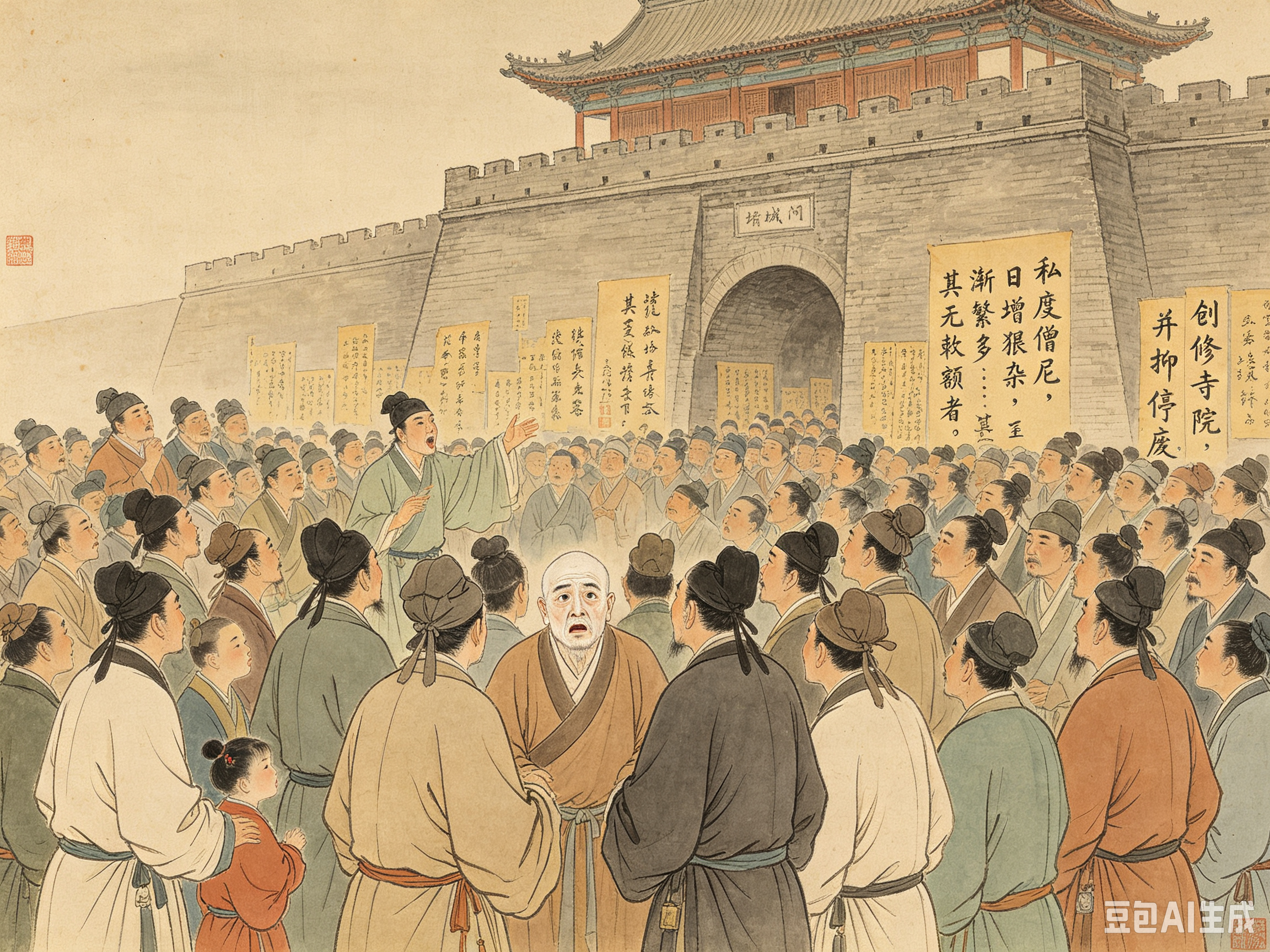 显德二年（955年）五月，后周世宗柴荣的诏书贴满了各州县城门。围观的百姓挤了一层又一层，识字的人念出