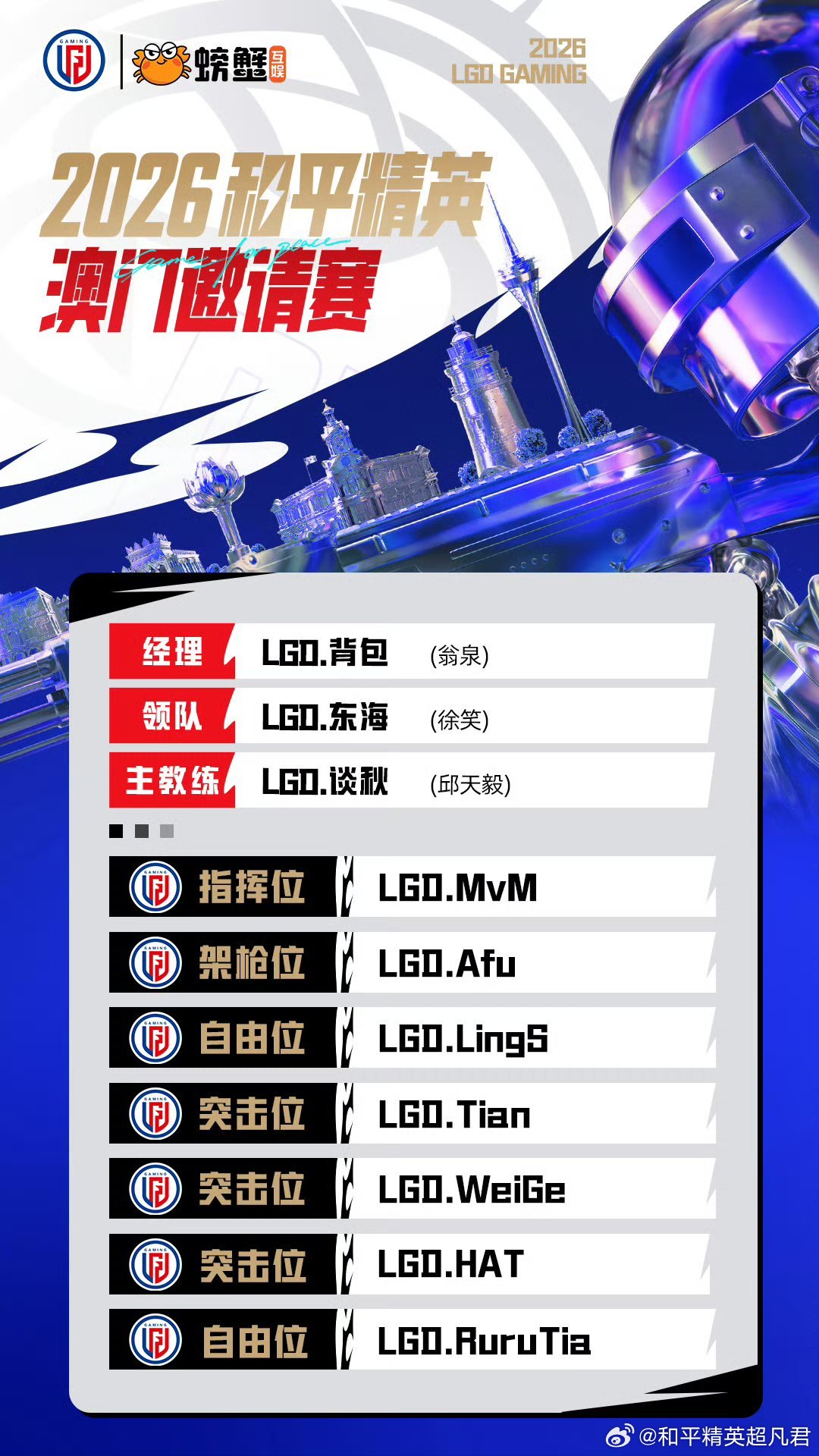 LGD和平精英大家庭少年追光枪绽MACAO🍃2026和平精英澳门邀请赛【杭州
