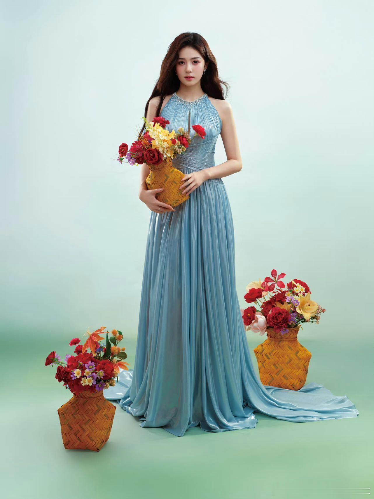 白鹿礼服配洞洞鞋奔跑吧直播上半身是参加晚宴的白梦妍，下半身是下楼拿快递的白梦妍