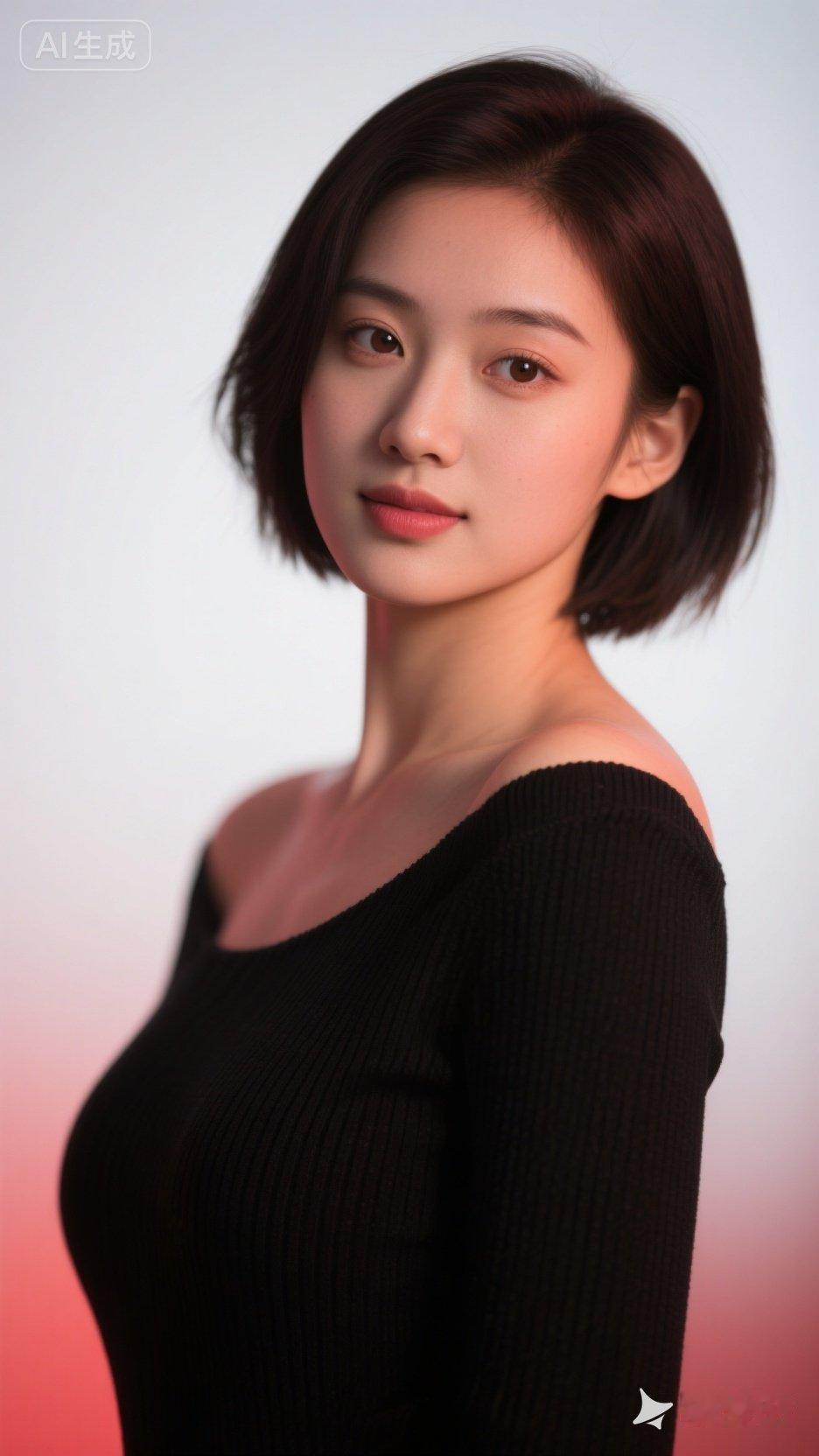 温柔甜美的气质，黑色毛衣搭配，尽显优雅魅力！💖✨