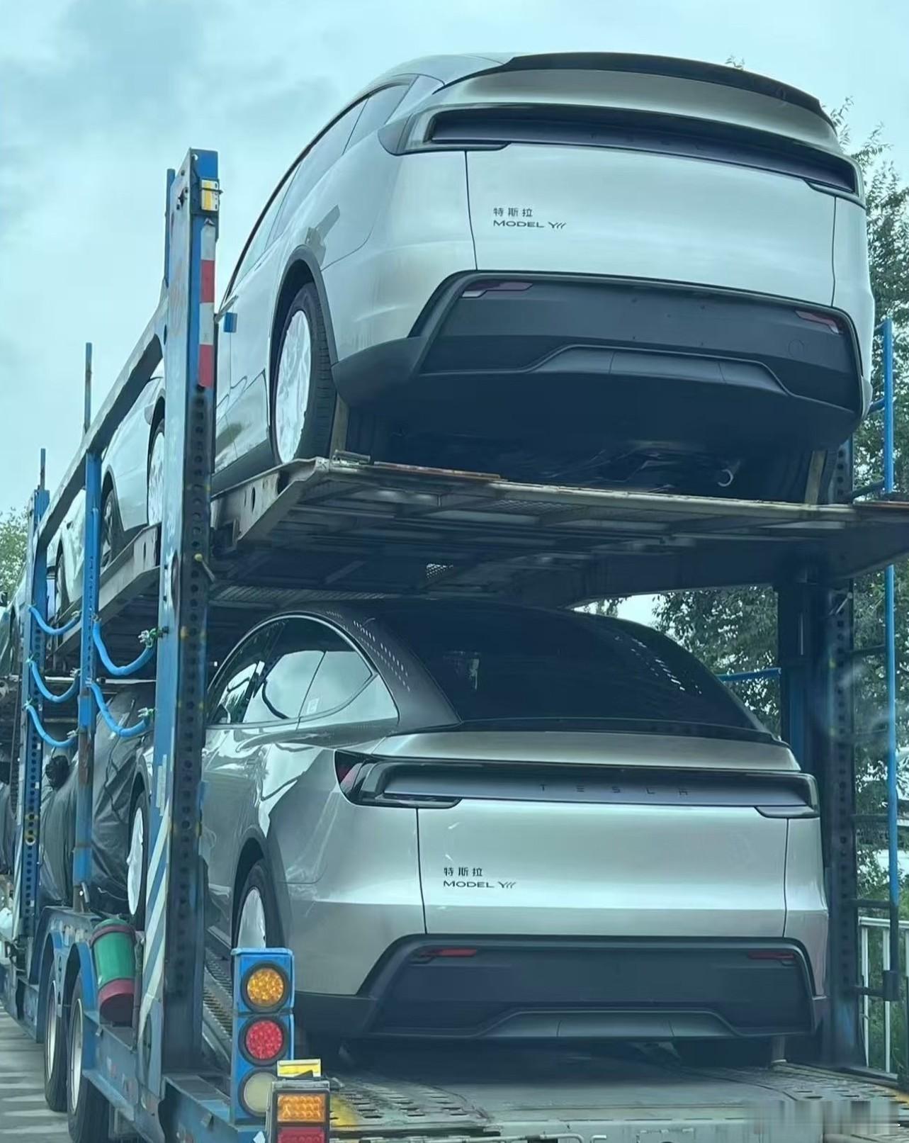 无伪装ModelYL实车被拍到正运往全国门店！特斯拉这次真的把车“抻长”了，