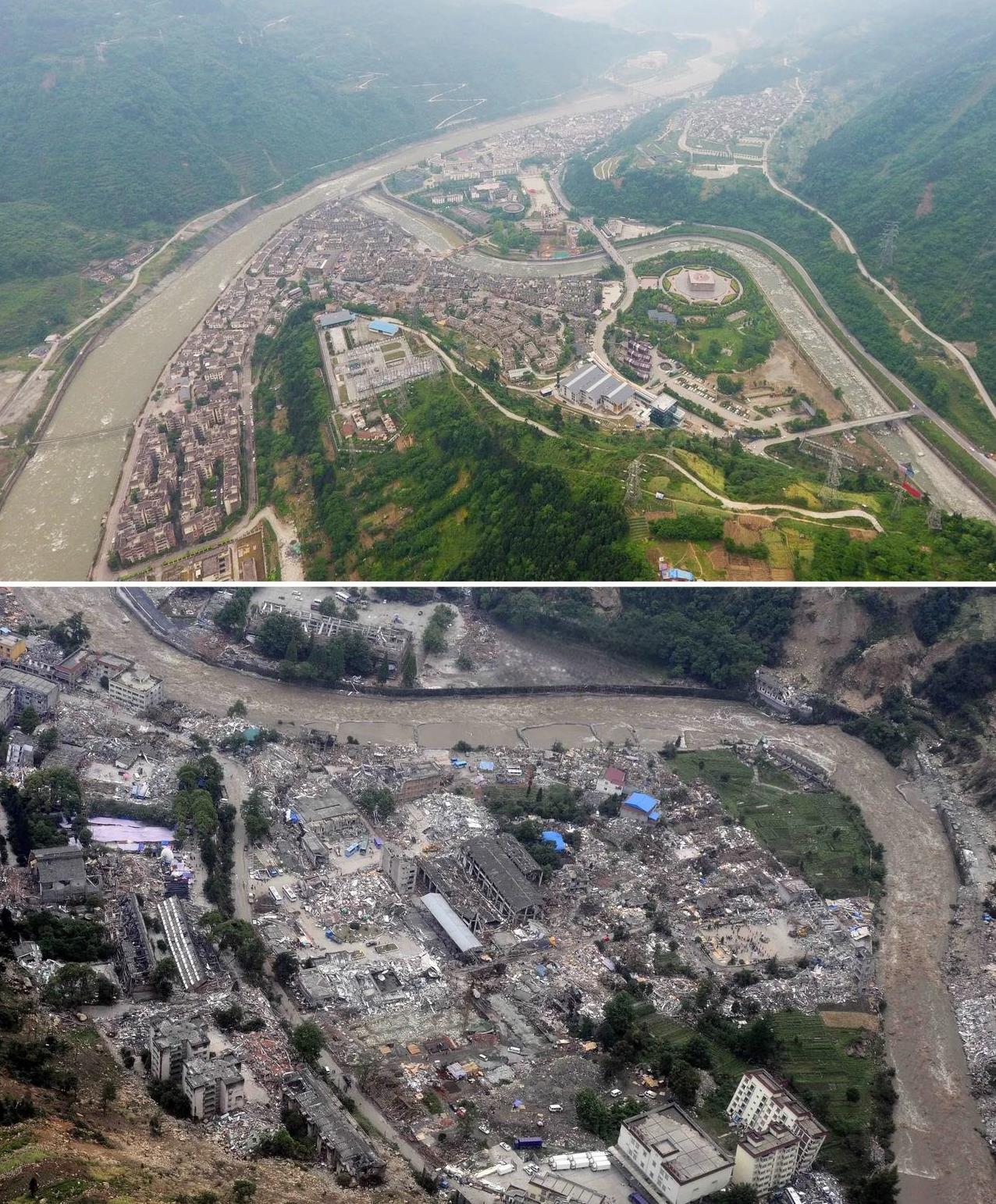 17年前的汶川大地震，北川县城遭受了难以想象的破坏。曾经的北川，房屋林立，人们安