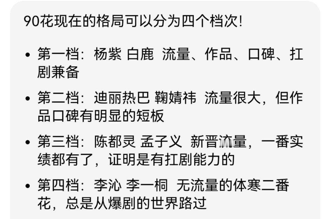 90花现在的格局谁捆绑了？剧花杨紫可独一档，其他随便排吧[吐舌头眯眼睛笑]​​​