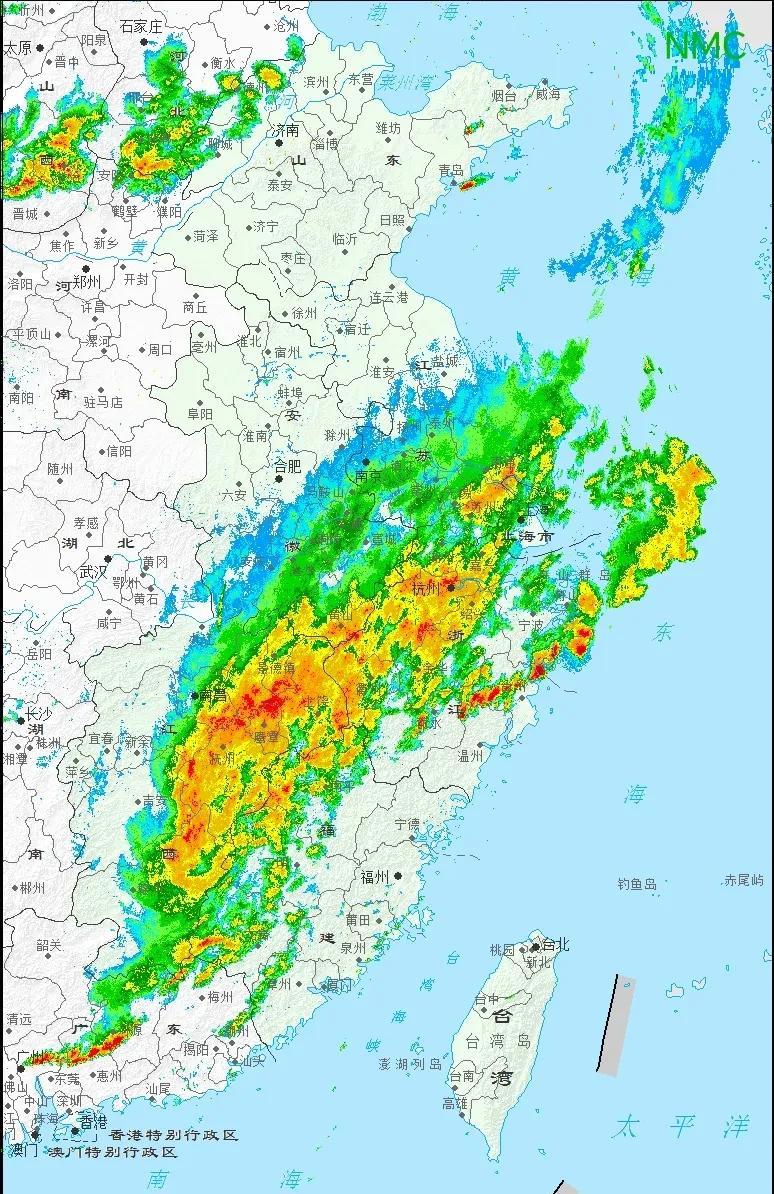 截止18时过去24小时内在台风蝴蝶本体雨带和切变线雨带共同影响下，江南华南等地出