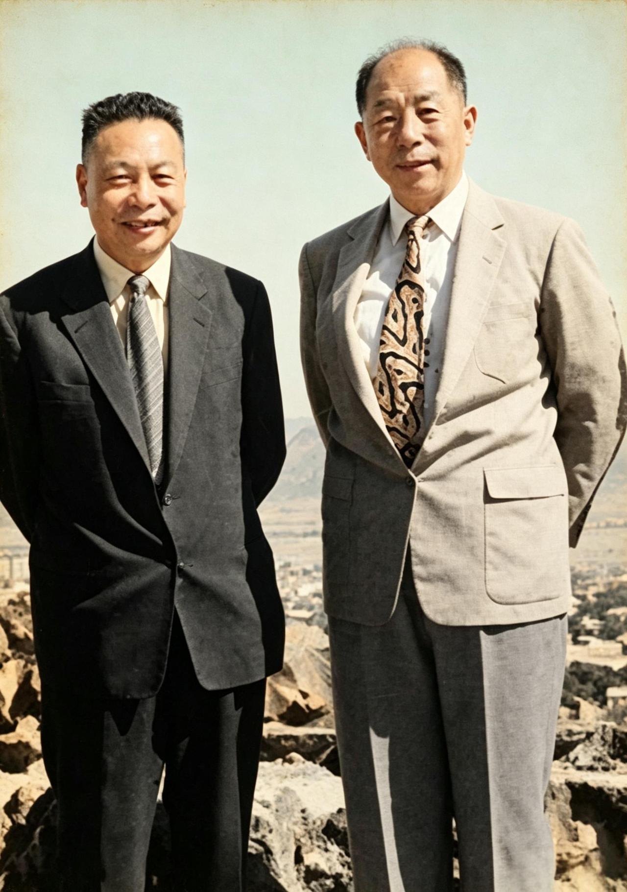 这是蒋建丰与张汉卿西装革履站在一起。两人既是监管者与被监管者的关系，又是忘年挚友