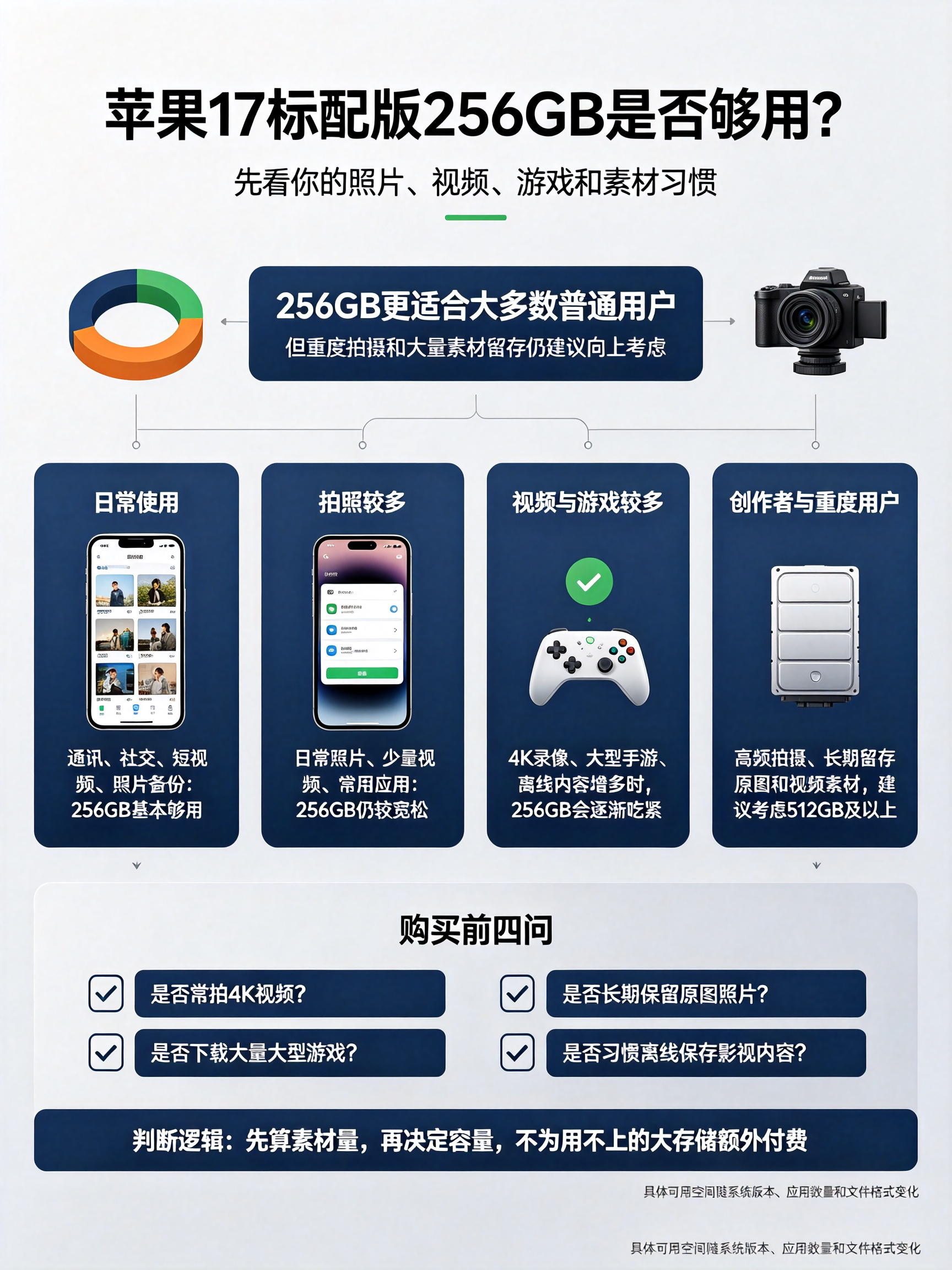 iPhone17标配版直接起步256GB，相比前代128GB起步，对大多数用户友好很多。普通用户刷社