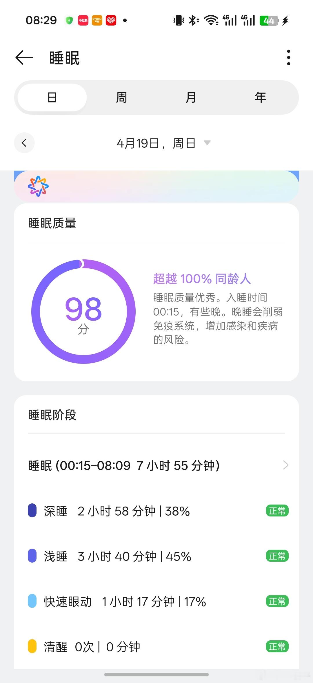 昨晚这睡眠质量可以