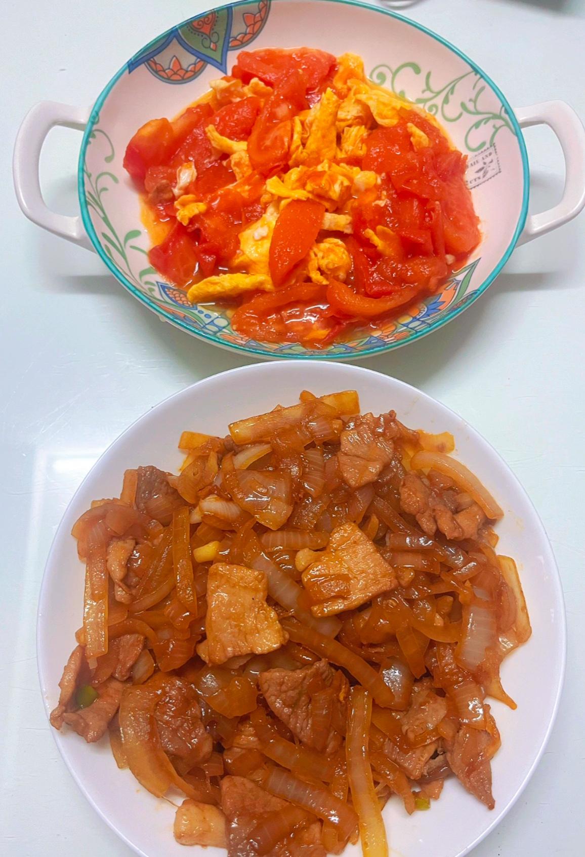 洋葱炒肉、西红柿炒蛋，怎么也能6分吧