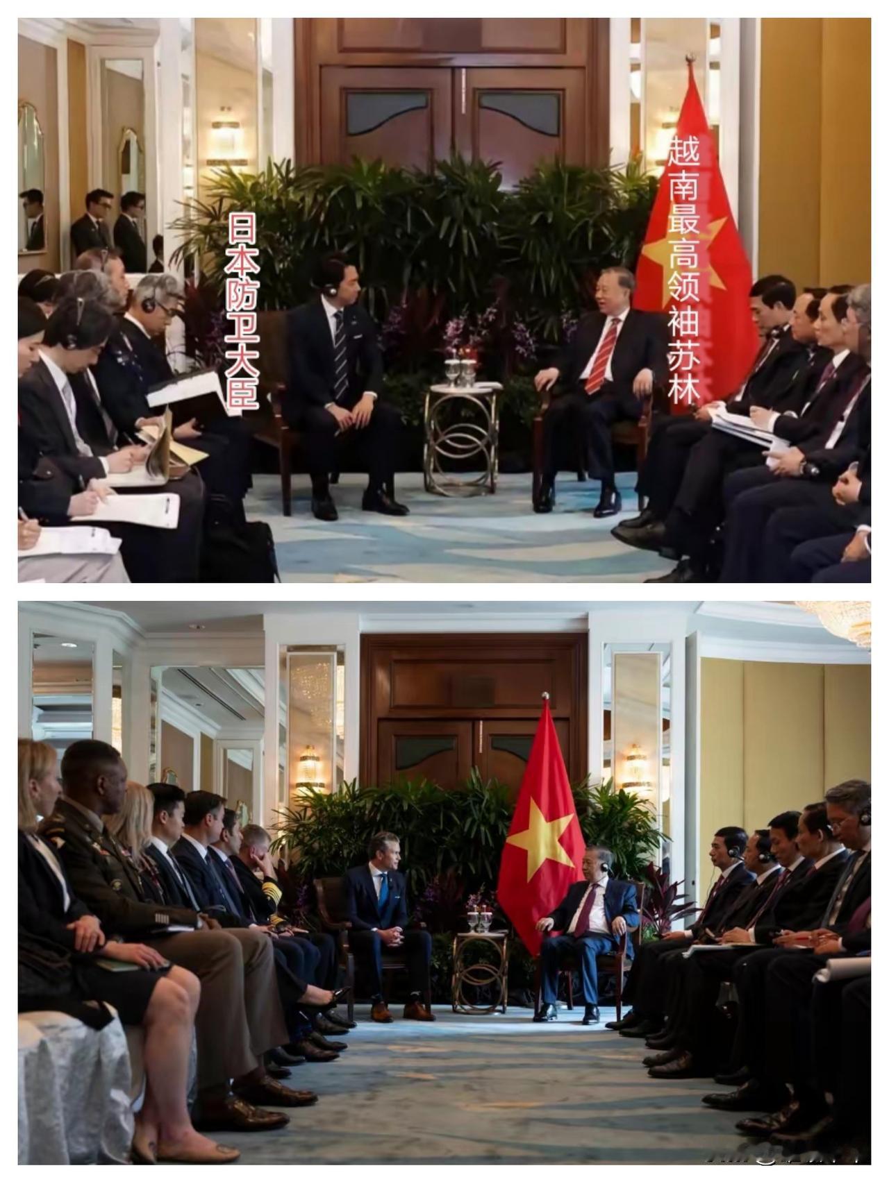 “官大一级压死人”同样也适用异国上下级的关系，从这两幅图中可以看出来，苏林是越南