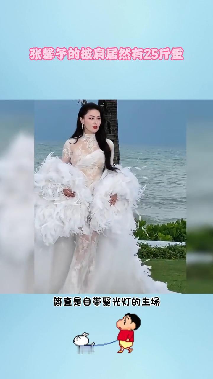 张馨予的披肩居然有25斤重。张馨予这哪是走红毯，简直是自带聚光灯的主场。秀姐是