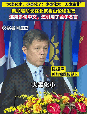 新加坡防长挺有趣，还是改不了臭毛病，一上来就是什么大事化小，小事化了，一副自己才