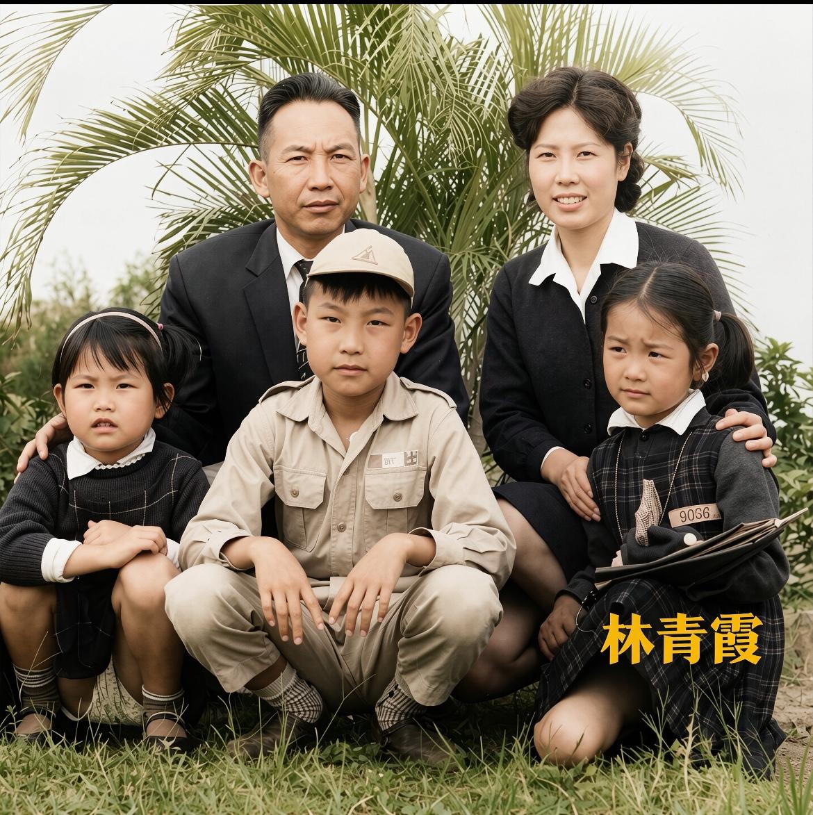 1960年，林青霞和父亲林维良、母亲麻兰英，一张温馨的家庭合影