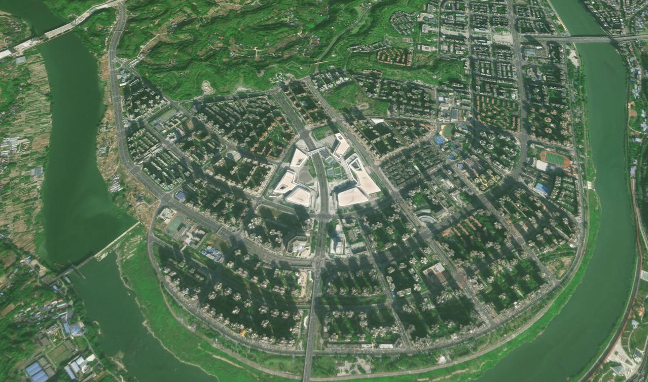 简阳市区、空港新城，简州新城的卫星地图！卫星地图包括：简州新城石盘养马，空港新