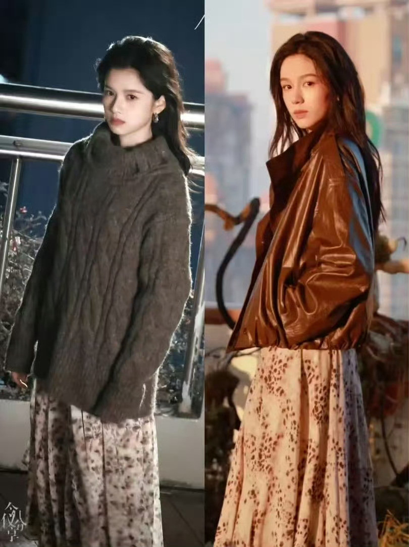网友二创周也和张婧仪都穿了豹纹裙都是女神级别