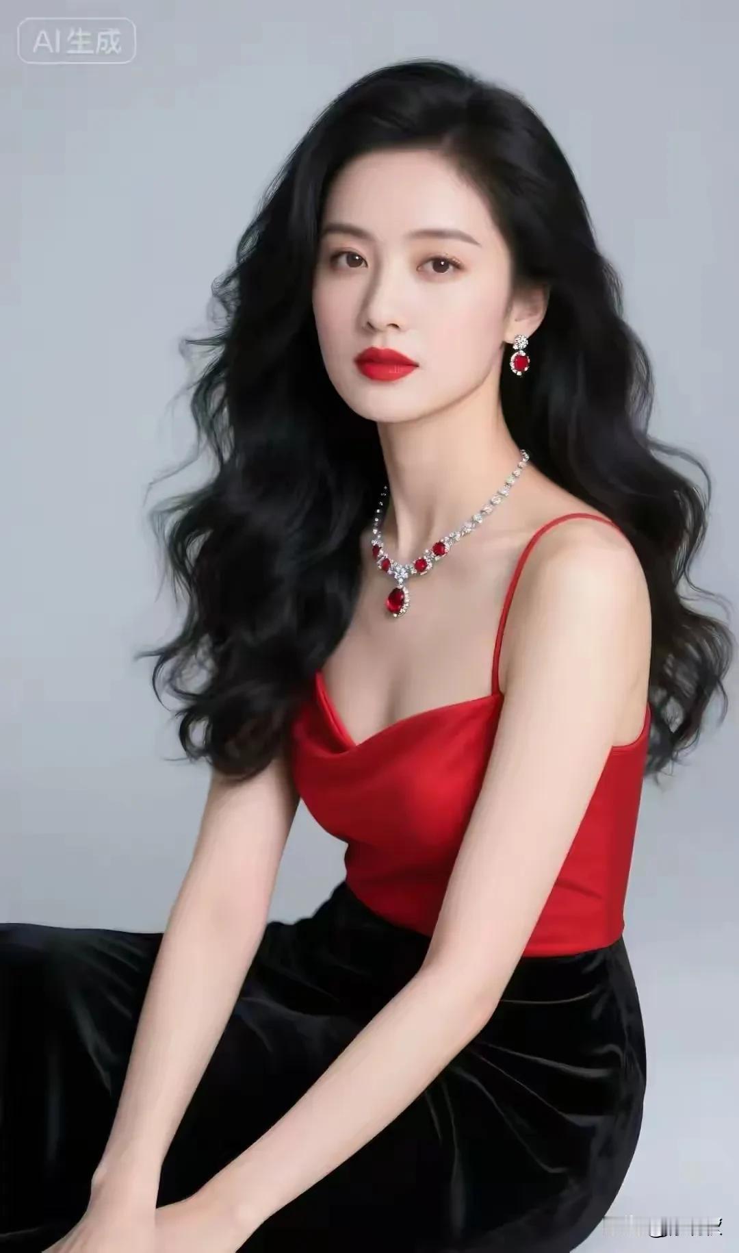 红颜佳人，优雅美丽，气质时尚，明艳动人。杏眼含情波潋滟，天生丽质胜牡丹。