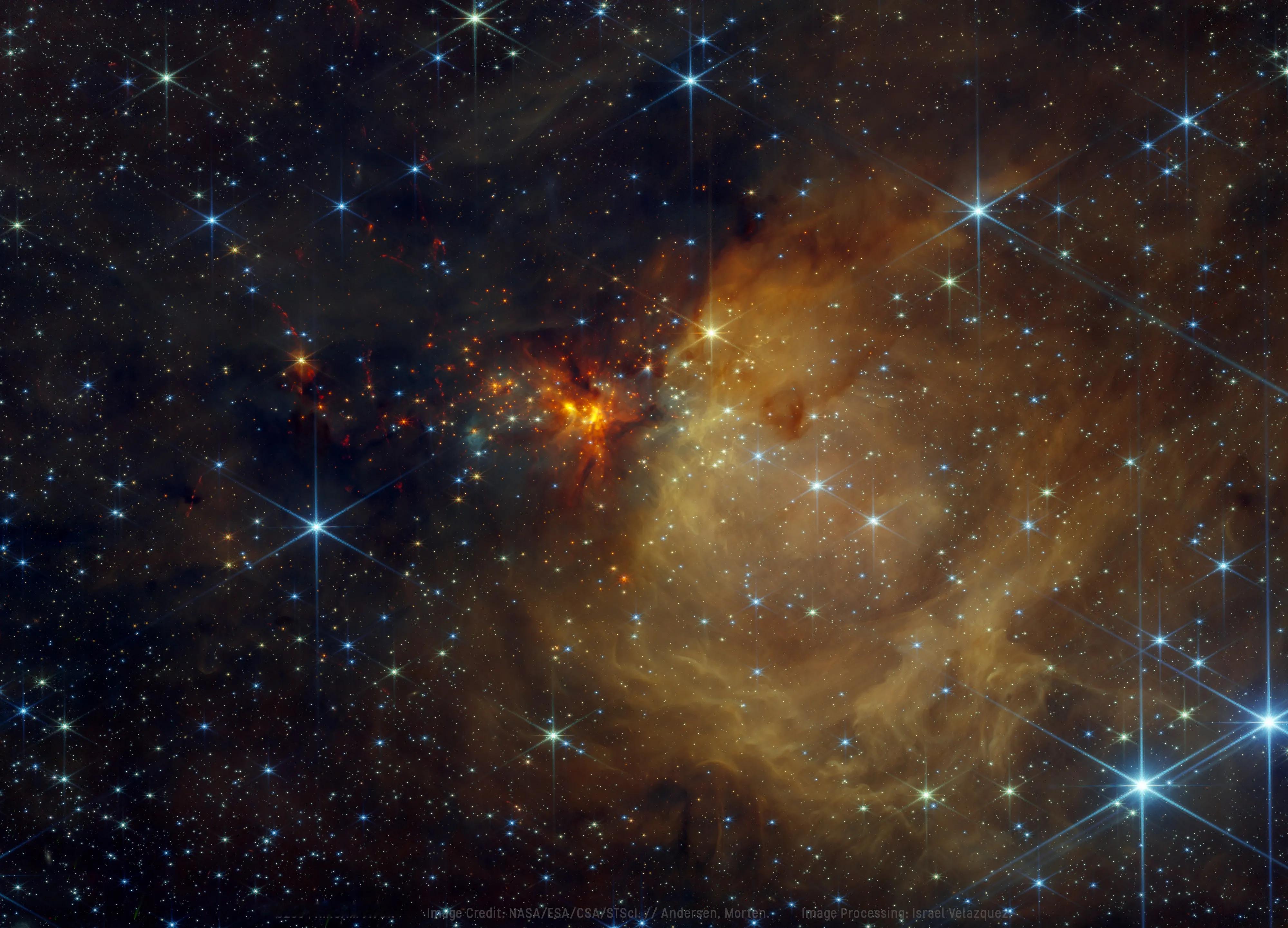 韦布望远镜生图流出~~这是银河系深处的巨型年轻星团G286.21+0.17。在