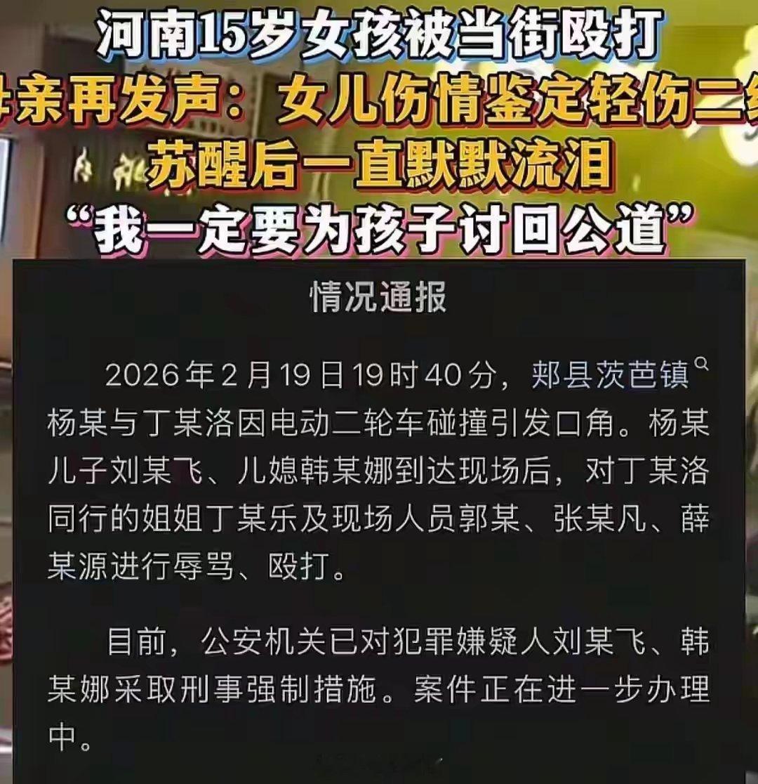 大年初三，平顶山郏县一对夫妻因电动车小纠纷，当街暴打15岁女孩及3名路人，手段残