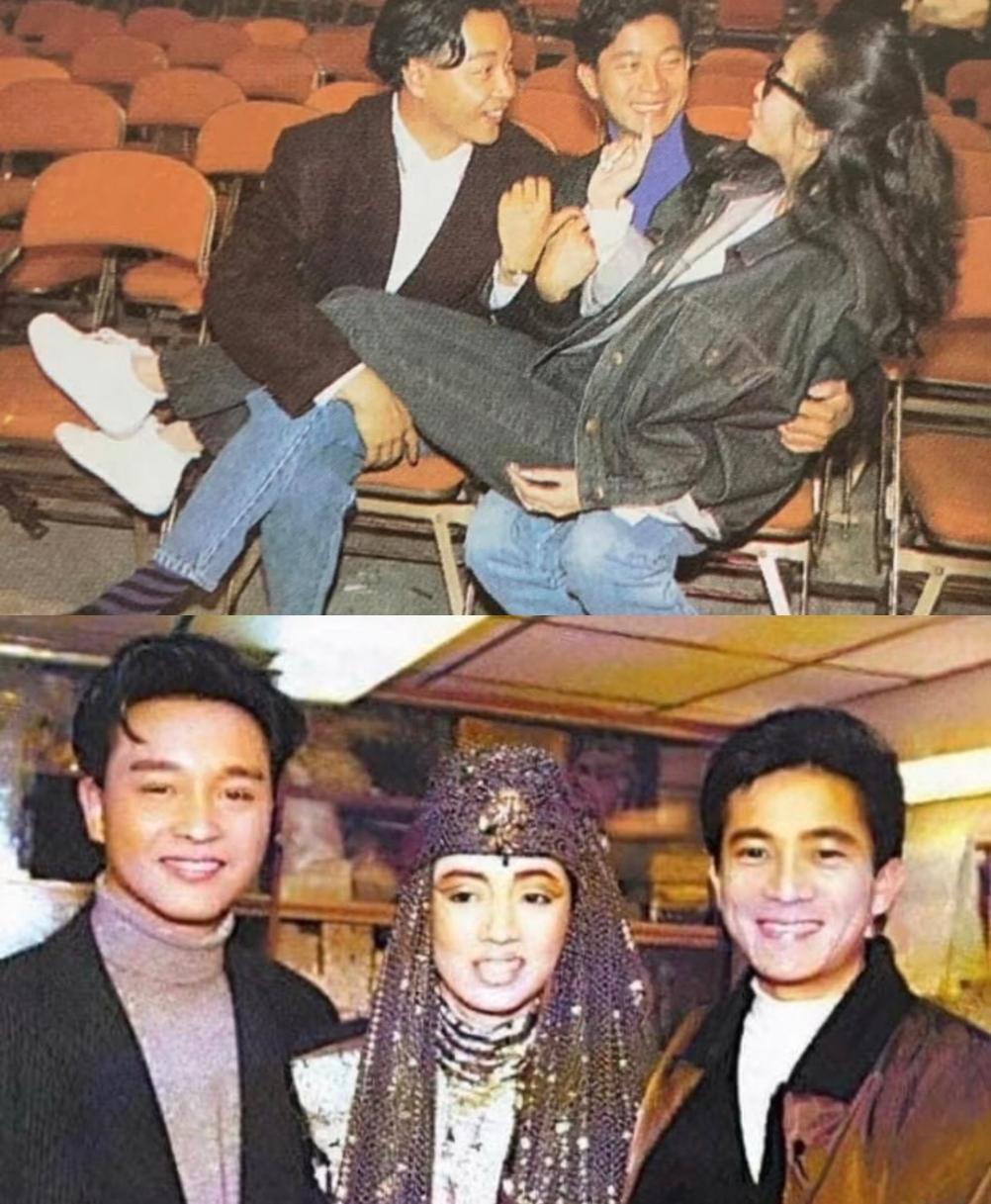 镜头前，她就这么坦然自若坐在两位男性朋友身上，他们一个揽着她的腰一个圈着她的