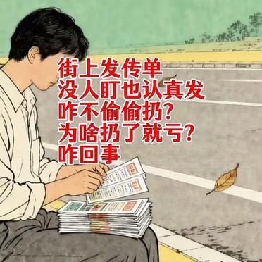 “直接扔了算了，反正没人看见。”写字楼领完传单和礼品，沉甸甸好几大包。挤上地铁