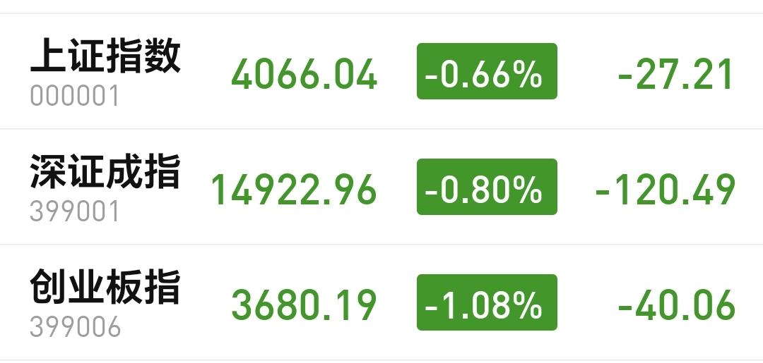 基金：Cpo板块和AI应用板块市场三大指数都是下跌中，创业板指下跌了1.08%