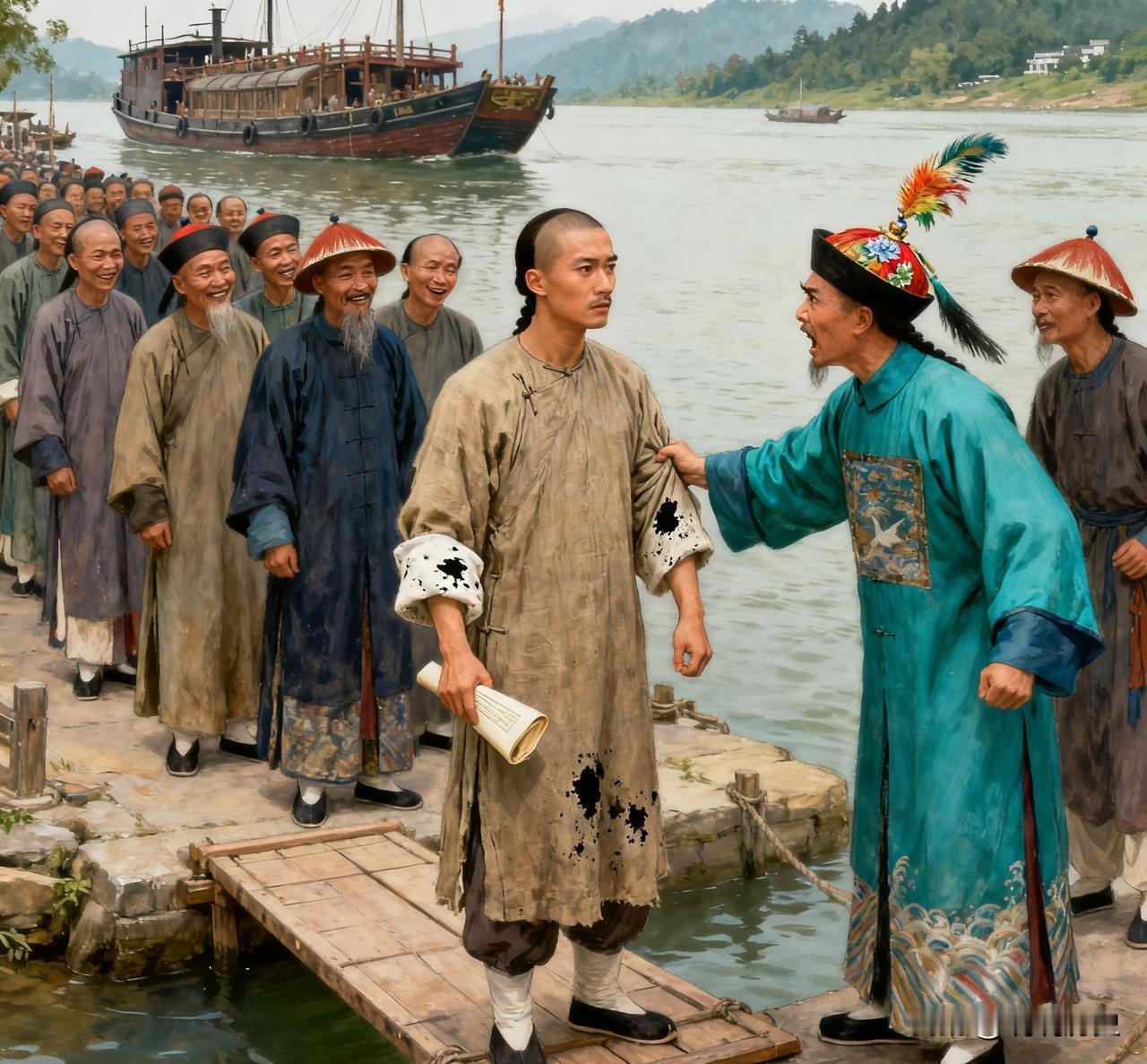 1845年，林则徐路过长沙，文武百官在码头迎接，左宗棠挤到跳板前，站在身后的一位