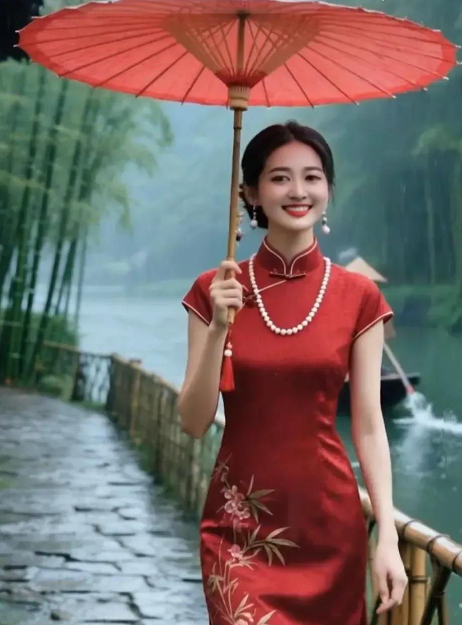 凉风送爽细雨愁，石径贤妻悠闲走。滴答雨落和弦曲，……请老师添香【竹穿翠裙