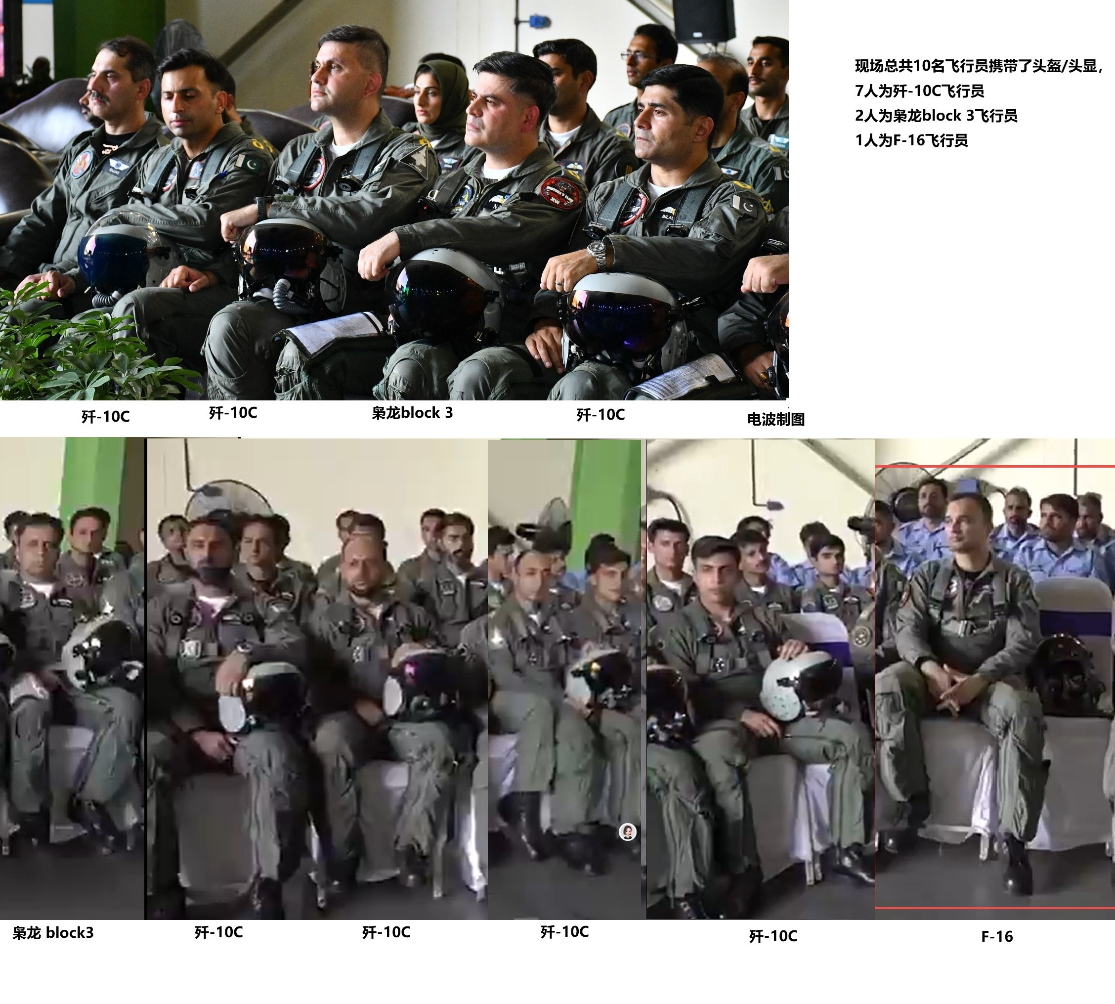 巴基斯坦总理在敏哈斯基地接见参战的巴基斯坦空军飞行员，其中有10人在现场携带了头