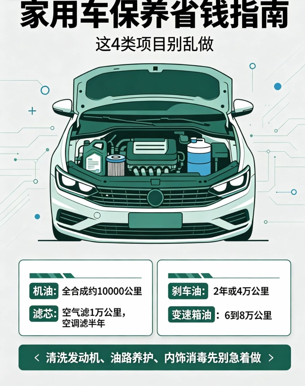 汽车汽车省油耐久长长久久用车养车家用车保养极简省钱指南，不用全听4S店1. 机