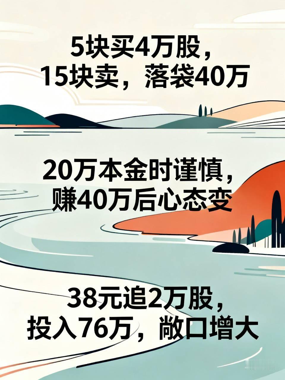 一位股民在5块的时候买4万股，15块卖出，落袋40万。太爽了，爽。爽到忘了自己姓