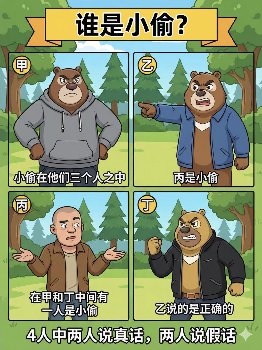 考考你的逻辑推理能力，小偷是谁？请写下你的答案~思维推理题