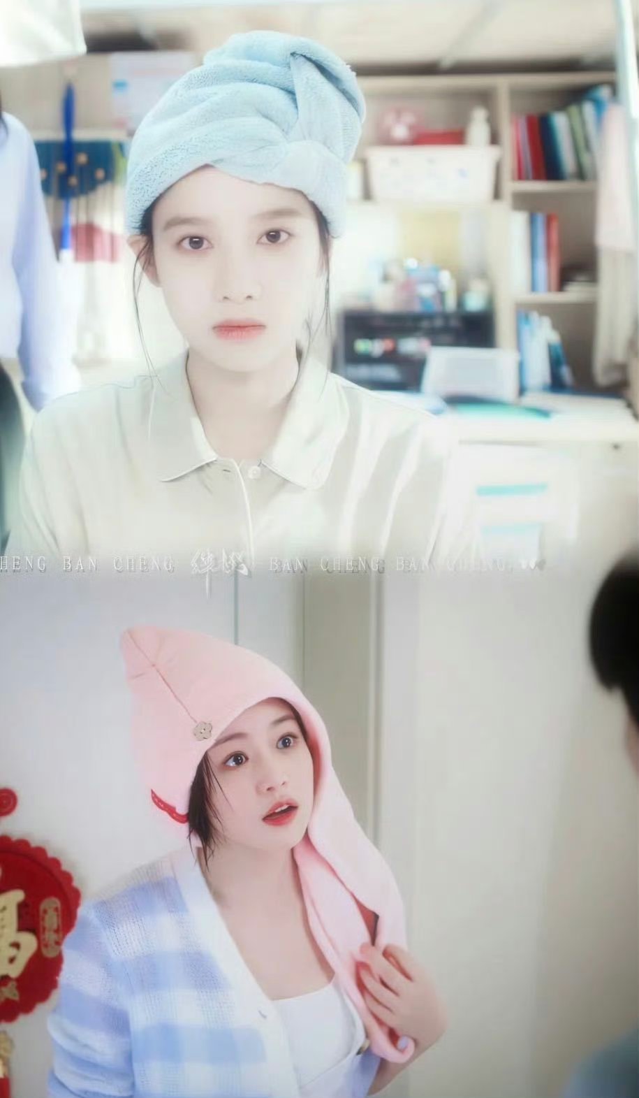 陈妍希张婧仪干发帽的正确用法美女连戴干发帽都这么卷！陈妍希温柔纯欲风，张婧仪