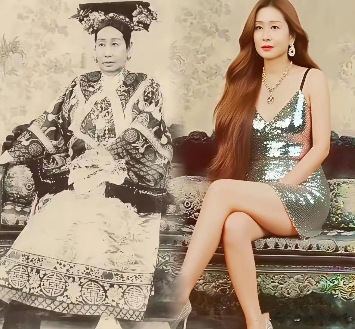 这是根据慈禧照片，经过高科技处理得到现在妆的模样！这样看来符合现代人的审美！说