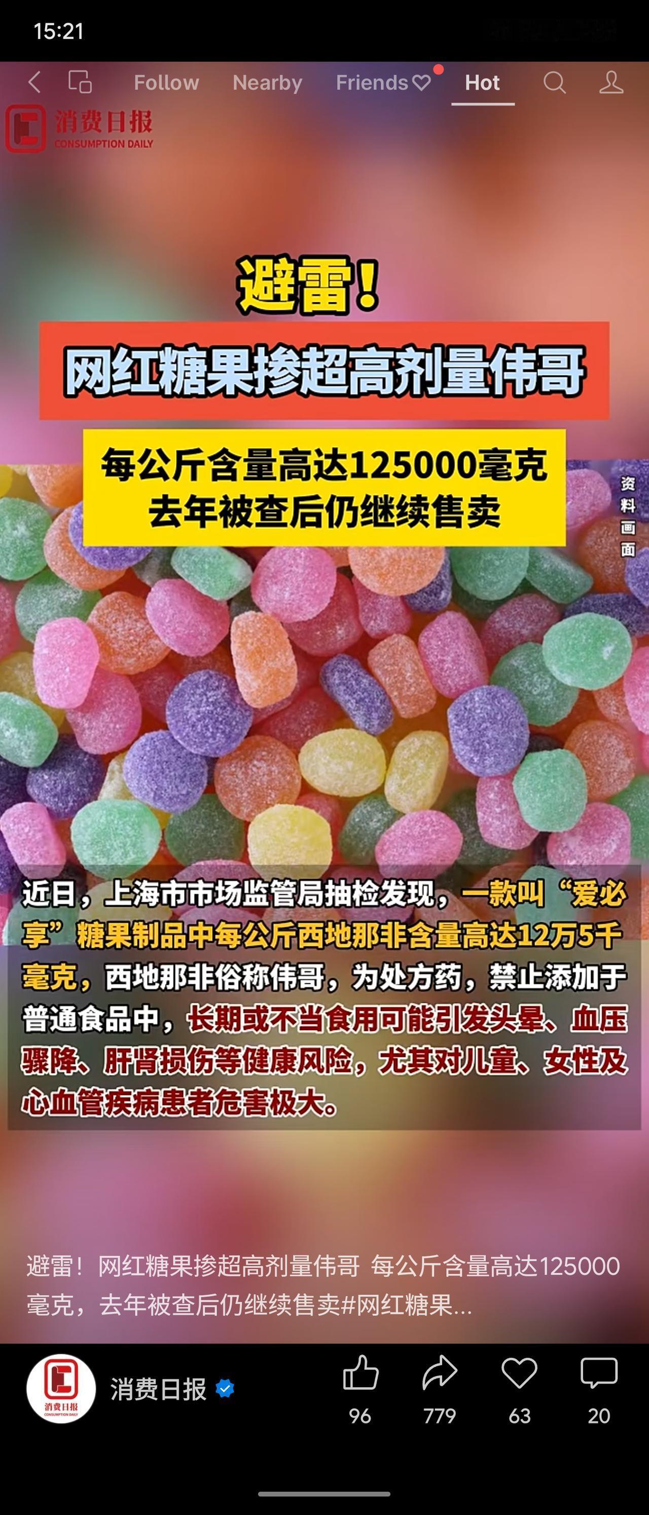 网红糖果“爱必享”每公斤含西地那非（伟哥）高达12.5万毫克，属于违法添加处方药