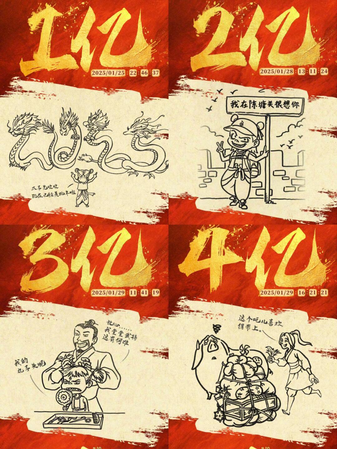 哪吒2破63亿哪吒破亿海报哪吒登顶，饺子导演不语，只是一味的画破亿海报，