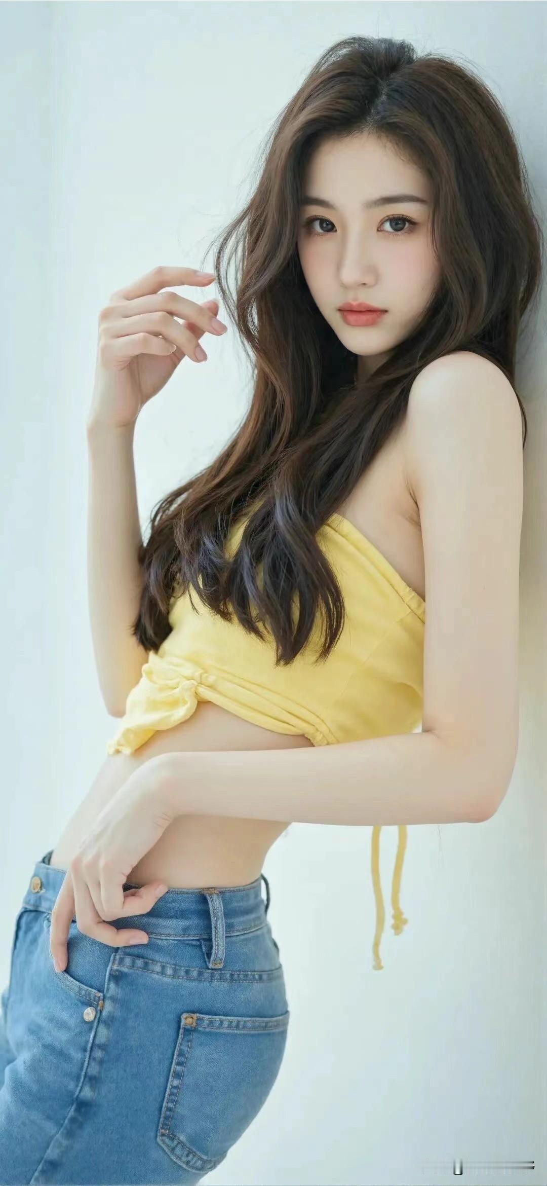 甜美少女风，黄色上衣搭配牛仔裤，清新自然！女人涂什么口红最性感最迷人怎么样让自