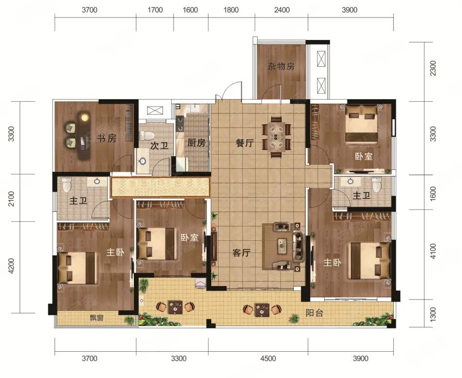 双主卧套房户型，适合两代人同住吗？户型左右两边各设置一间主卧套房，都配有独