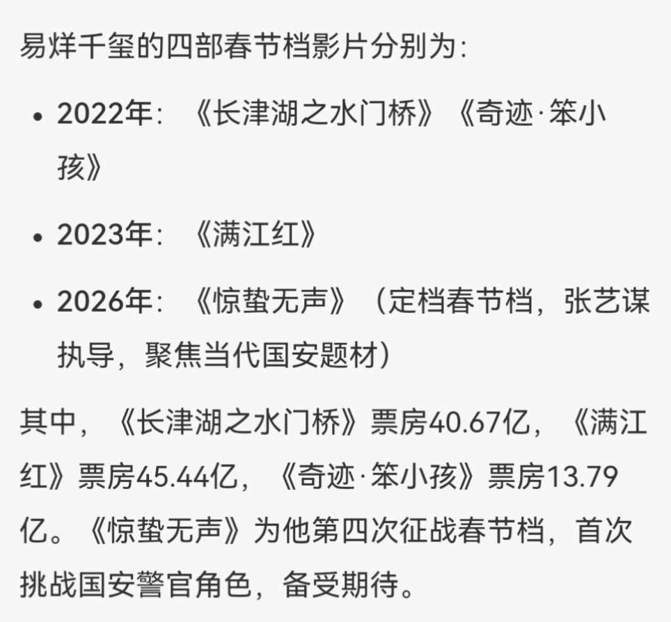 易烊千玺四闯春节档易烊千玺已有四部春节档影片千玺电影已经是四闯春节档