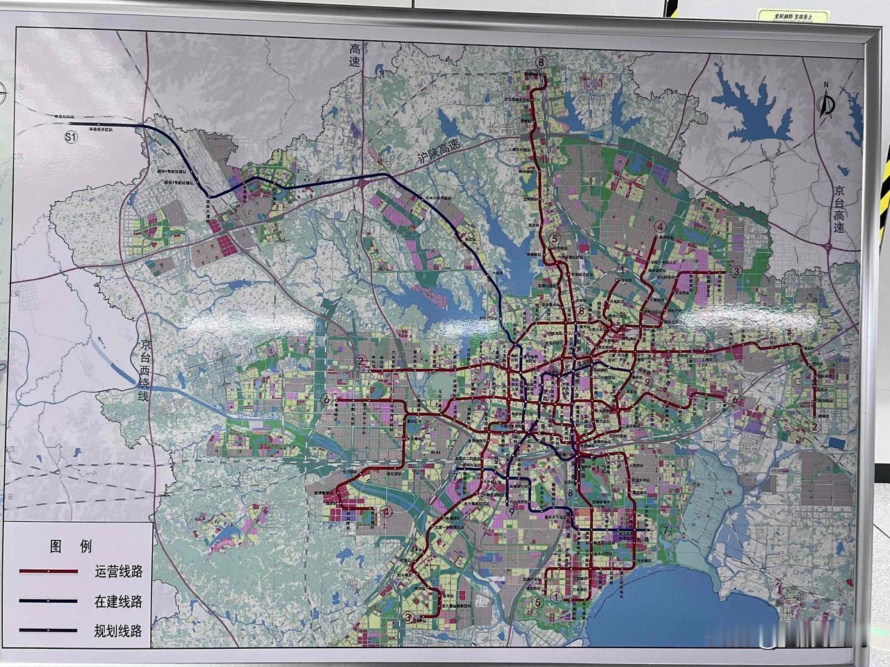 网传合肥地铁规划线路，仅供适当参考。​​​S1南延至合肥南站8号线南延高王