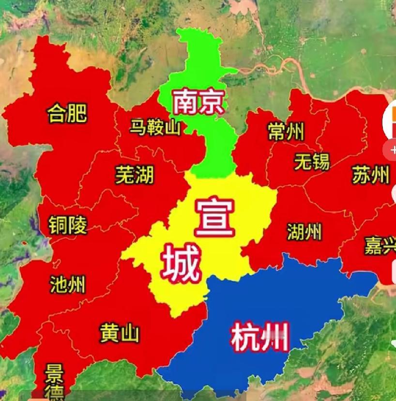 原来南京和杭州之间正好隔了一个宣城市，可见宣城的地理位置是多么的优越，宣城属于安