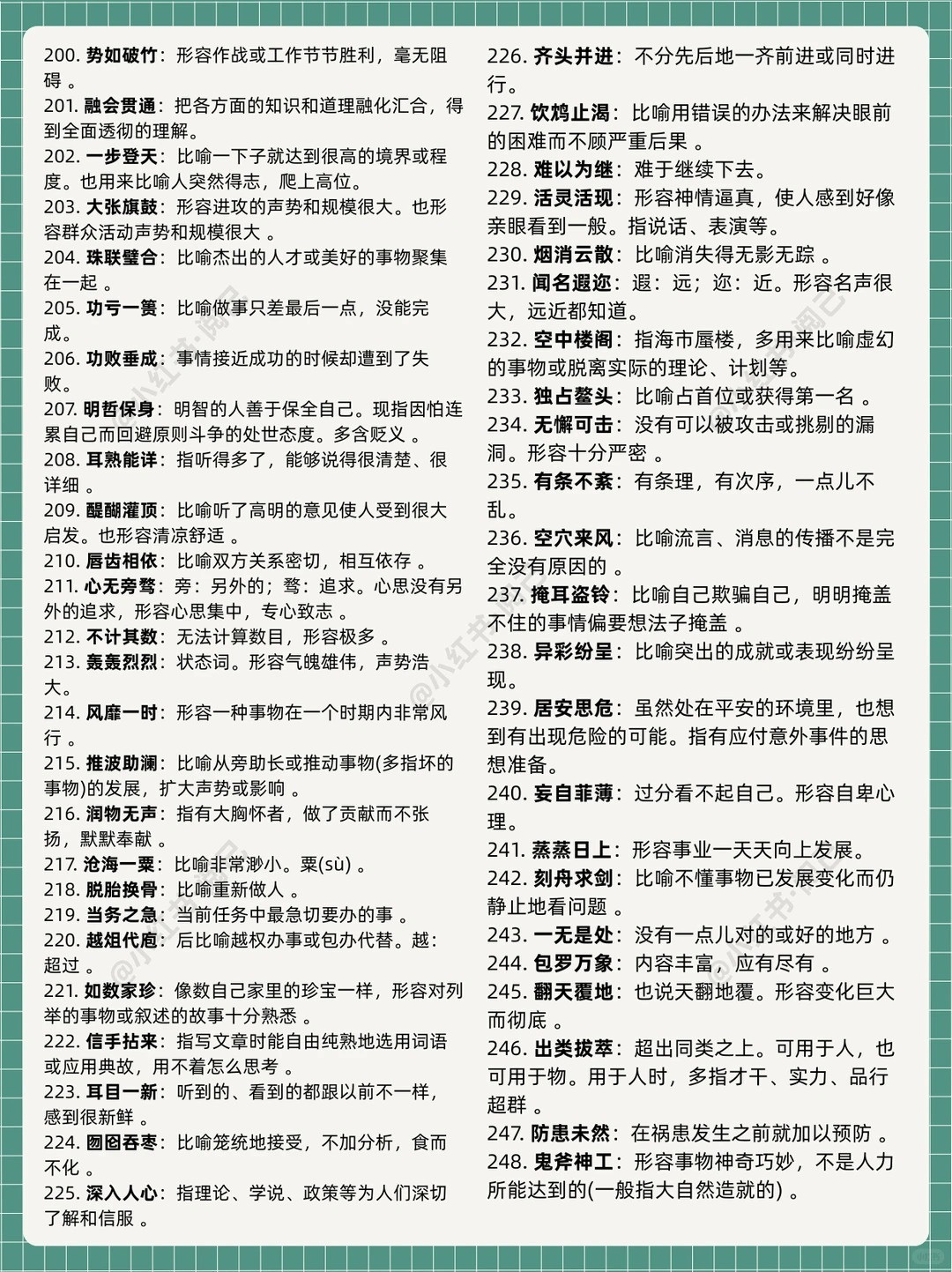 行测言语理解高频成语1000词（完整版）